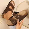 thumbnail image 2 of Women's Comfort Straps Adjustable Buckle Slip On Sandals Slide Cork Footbed Sandals, 2 of 10
