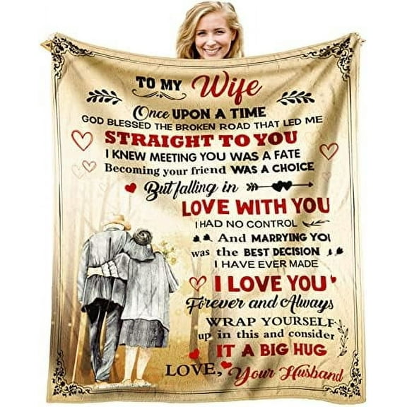 Wedding Anniversary Romantic Gift for Wife/Her/Women, Anniversary Wife Gifts from Husband, Birthday Gifts for Wife, Wife Birthday Gift Ideas, to My Wife Throw Blanket