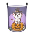 thumbnail image 1 of DouZhe Waterproof Collapsible Large Laundry Baskets, Halloween Cute Cat Pumpkin Prints Circular Hamper with Handles, 1 of 7