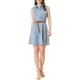thumbnail image 1 of Vestido sin mangas de media abertura con estampado floral para mujer Inspire Chic, largo hasta la rodilla, con cinturón, en azul y amarillo, 1 of 7