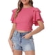 thumbnail image 1 of INSPIRAR CHIC Blusas cortas bohemias con lazo frontal para mujeres, con mangas cortas texturizadas, escote en V sexy, ropa de playa M Rosa intenso, 1 of 6