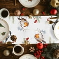 thumbnail image 4 of Christmas Table Runner Red Robin Bird Table Runners Berry Pine Needles Snow Cotton Linen Dresser Scarf Kitchen Dining Table Decor for Christmas Holiday Party Decor 13x90 Inch, 4 of 9