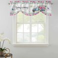 thumbnail image 2 of Tie Up Valances for Windows, Spring Adjustable Valance Curtains Window Treatment for Living Room, Truck Botanical Floral Leaf Butterfly Wooden Grain Rod Pocket Kitchen Curtains & Drapes 42x18 Inch, 2 of 9