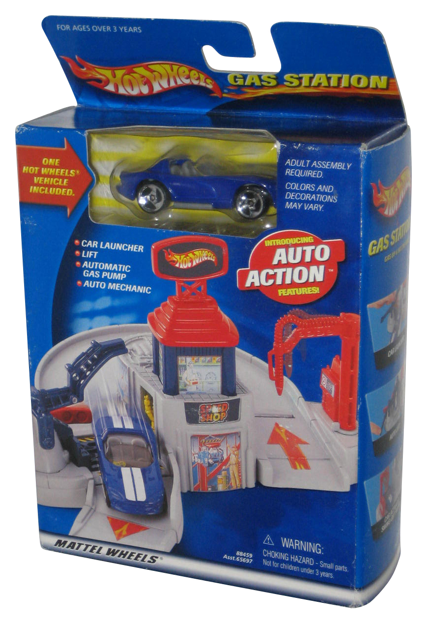 Hot Wheels Gas Station (2000) Mattel Auto Action Toy w/ Car