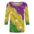 thumbnail image 5 of Ladies Mardi Gras Tops Trendy Graphic 3/4 Sleeve Loose Fitted Tee Shirts Party Crewneck New-Orleans Holiday Blouses Carnival Clothes 2026, 5 of 7