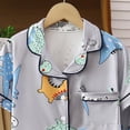 thumbnail image 5 of KPOPLK Girls Pjs Outfit Toddler Girl 2 Piece Button Down Cute Print Short Sleeve & Shorts Pjs Set Soft Fun Sleepwear for Kids Clothes Size 7-8 Years,Grey, 5 of 5