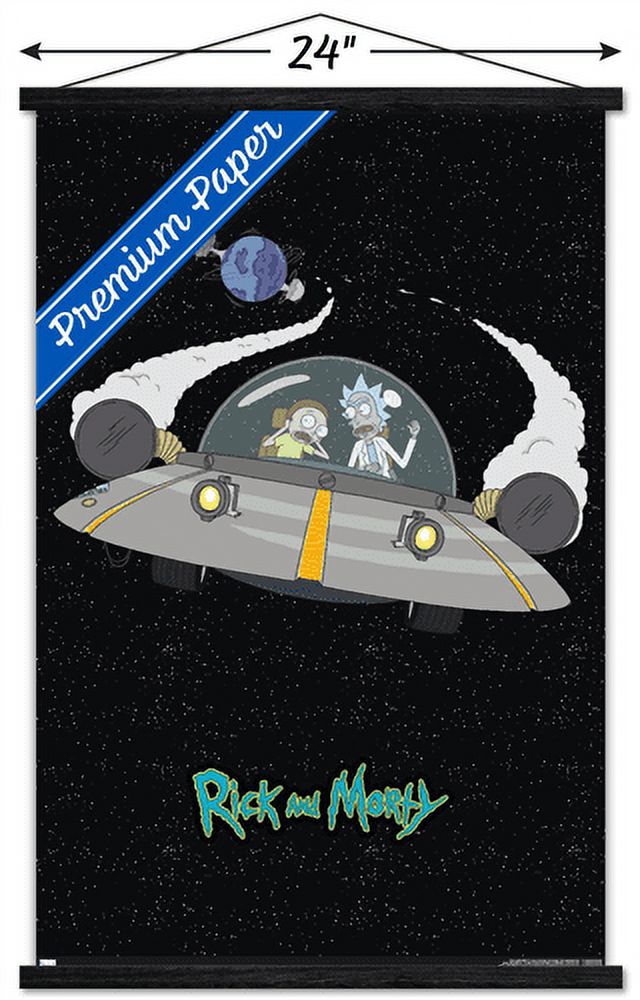 Rick And Morty - Space Wall Poster with Wooden Magnetic Frame, 22.375" x 34"