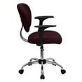 thumbnail image 2 of Mid-Back Burgundy Mesh Padded Swivel Task Chair with Chrome Base and Arms, 2 of 6