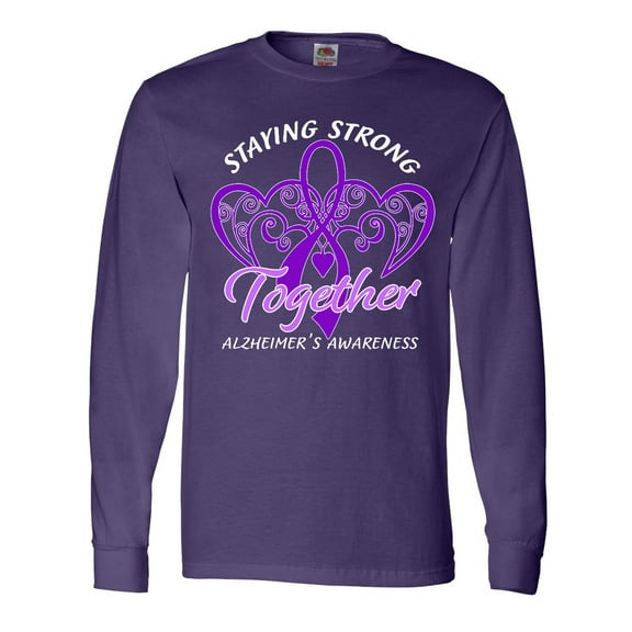 Inktastic Staying Strong Together Alzheimer's Awareness Purple Ribbon Long Sleeve T-Shirt