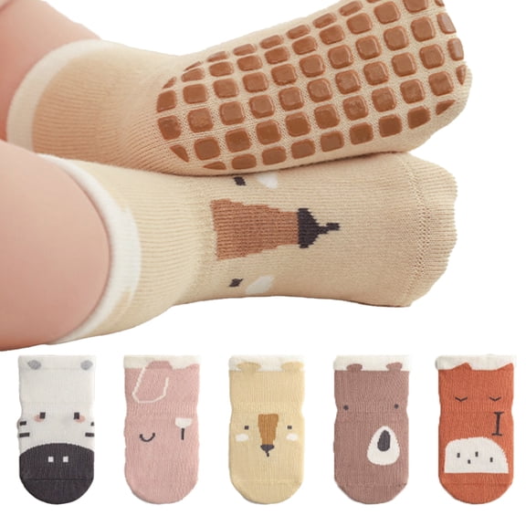 LYMAYTER 0-5Y Toddler Baby Unisex Non-Slip Socks Grips for Little Girls Boys Indoor Slipper Walking 1 Pairs