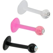 Body Jewelry Women's 16G Lead Crystal Stainless Steel Monroe Trio