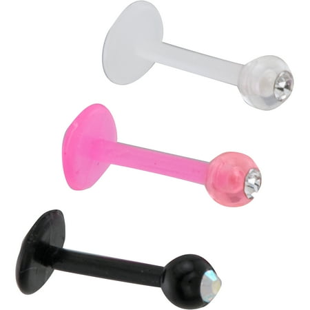 Body Jewelry Women's 16G Lead Crystal Stainless Steel Monroe Trio