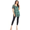 thumbnail image 5 of Sakkas Allegra Women's Short Sleeve Loose Fit Casual Tie Dye Blouse Tunic Shirt - 19209-Teal - One Size, 5 of 5