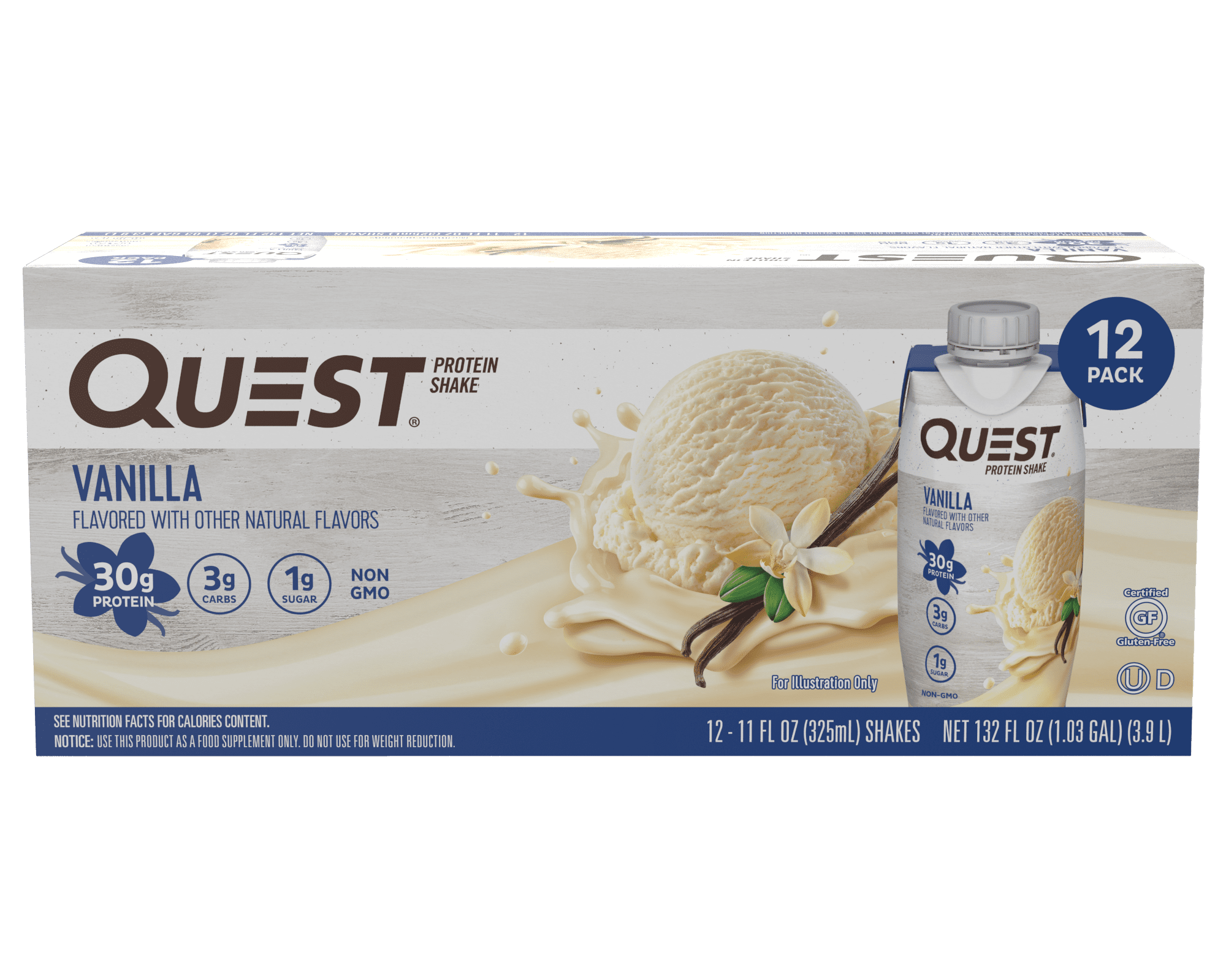 Quest Protein Shake, Vanilla, 30g Protein, 12 Ct
