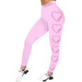 thumbnail image 5 of Breast Cancer Awareness Leggings For women Pink Ribbon Heart Print High Waist 4-Way Stretch Soft Leggings for Workout Gym Casual, 5 of 5