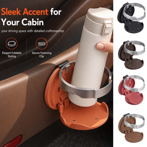 Sunshinehomely Foldable Car Door Cup Holder, large-diameter storage for bottles and drinks, auto interior storage rack for front seat, door panel and road trips