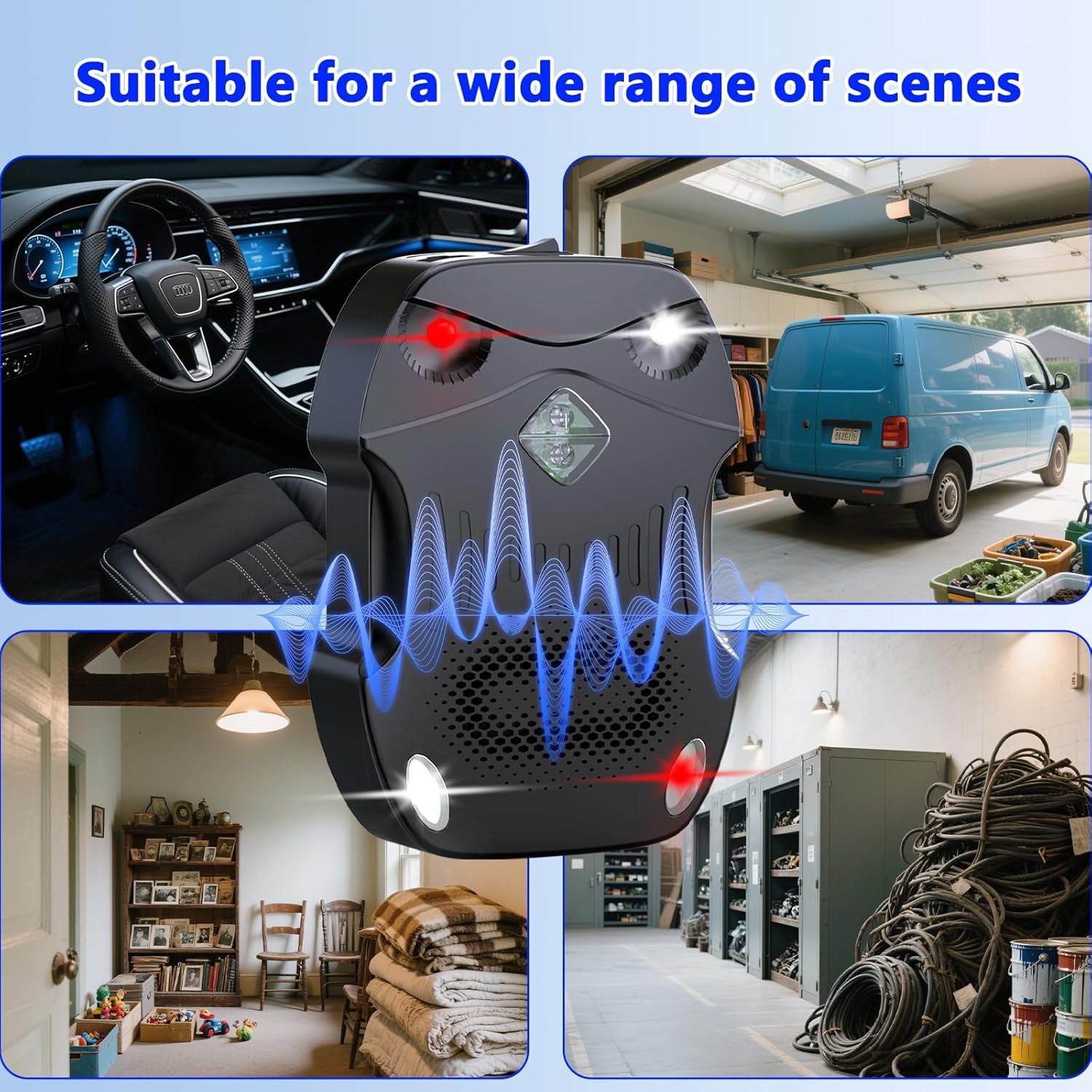 2 Pack Ultrasonic Rodent Repellent for Car Engines – 12V/24V High-Efficiency Rat & Mouse Deterrent, Suitable for Cars, Trucks, RVs