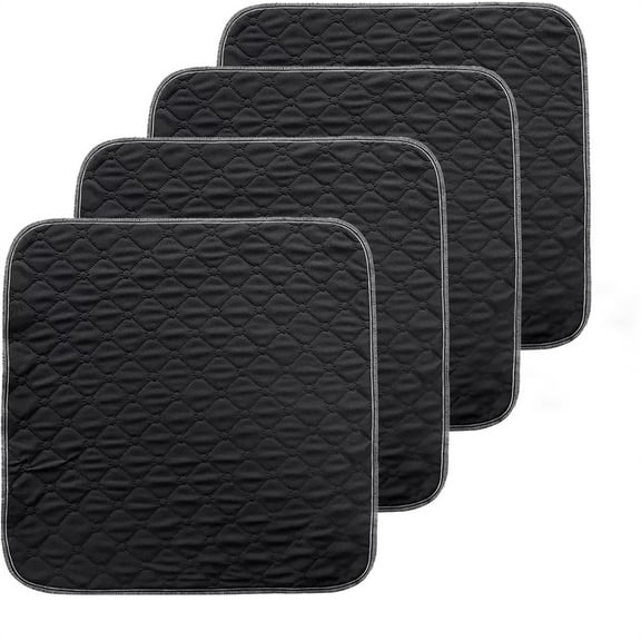 NOGIS Waterproof Chair Pads for Incontinence, 4 Pack Reusable Seat Protector Pads 19.7" x 19.7", Non-Slip Absorbent Incontinence Pad for Bed, Wheelchair, Kid & Pet - Black