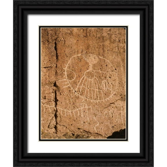 Flaherty, Dennis 15x18 Black Ornate Wood Framed with Double Matting Museum Art Print Titled - California, Owens Valley, Curvilinear petroglyphs