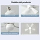 thumbnail image 5 of Lámpara de ventilador de techo con control remoto, enchufe E27, motor silencioso de 3 velocidades, temporizador de 2H/4H, LED regulable 3000K–6000K, para dormitorio, cocina, sala (blanca 30w), 5 of 7