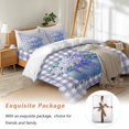 thumbnail image 7 of Spring Flowers Bedding Duvet Cover Set Full Size 4 Pieces Hydrangea Purple Buffalo Plaid Bedding Set with Zipper Closure, 1 Comforter Cover 86x86 Inches 1 Flat Sheet & 2 Pillow Cases, 7 of 7