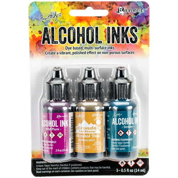 Tim Holtz Alcohol Ink .5oz 3/Pkg-Nature Walk-Wild Plum/Buttrscotch/Stream
