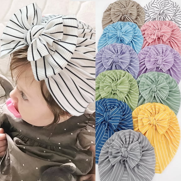 Yoyauz Baby Bandana Wrap Newborn Hijab Hat Baby Hijab Hat Girl Toddler Hat Turban Boy Kindergarten Beanie Baby Hijab Hospital Stripe Bow