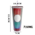 thumbnail image 2 of 24oz Studded Cup YMTQ Studded Tumbler with Lid and Straw Large Cold Cups Home Office Outdoor Ice Drink Circle Durian Cup Golden, 2 of 9