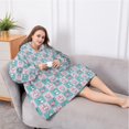 thumbnail image 5 of Oversized Wearable Blanket Hoodie,Checkered Unicorn Cat Pattern Sherpa Blanket Hoodie with Super Pockets,Super Warm Fuzzy Pullover for Women & Men, 5 of 6