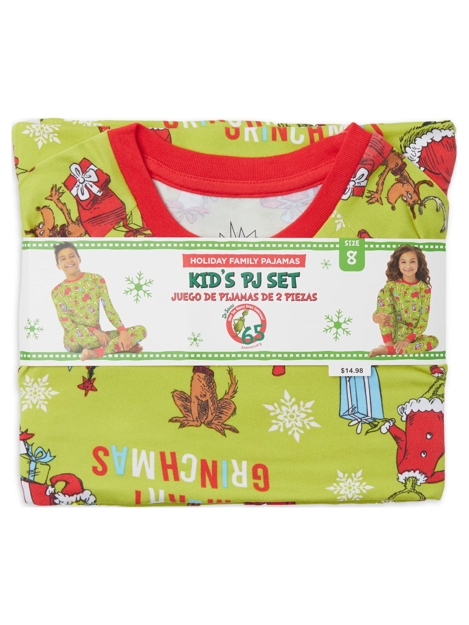 Dr. Seuss Unisex Kids Grinch Matching Family Pajama Set, 2-Piece