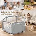 thumbnail image 3 of Baby Playpen, Travel Baby Playards, Baby Play Yard, 6Panels Portable Infant Play Game Area,Gray, 3 of 7