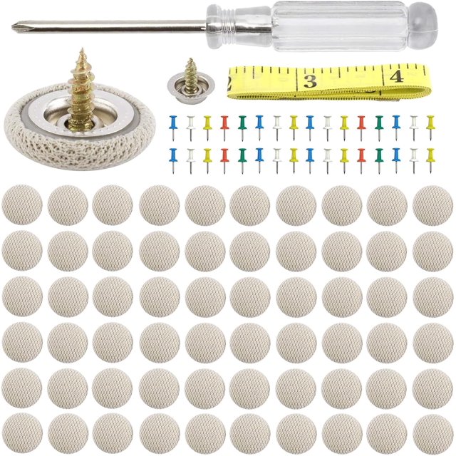 Yazoeia 60 PCS Car Roof Headliner Repair Kit, Vehicle Roof Snap Rivets Retainer with Installation Tool, Auto Interior Ceiling Cloth Fixing Repair Button, Suitable for Most Cars (Grid CJC912-114782