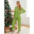 thumbnail image 5 of AIGUR Mommy and Me Matching Striped Pajama Sets Fashionable Lapel V Neck Long Sleeve Button Down Tops with Pants 2Pcs Sleepwear, 5 of 11