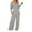 Grey, variant on Women's Deep V Neck Long Sleeve Jumpsuit - High Stretch Ribbed Polyester for Casual/Outdoor Wear