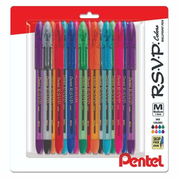 Bolígrafos Pentel RSVP Medium Point 1.0 mm - 8 colores x16