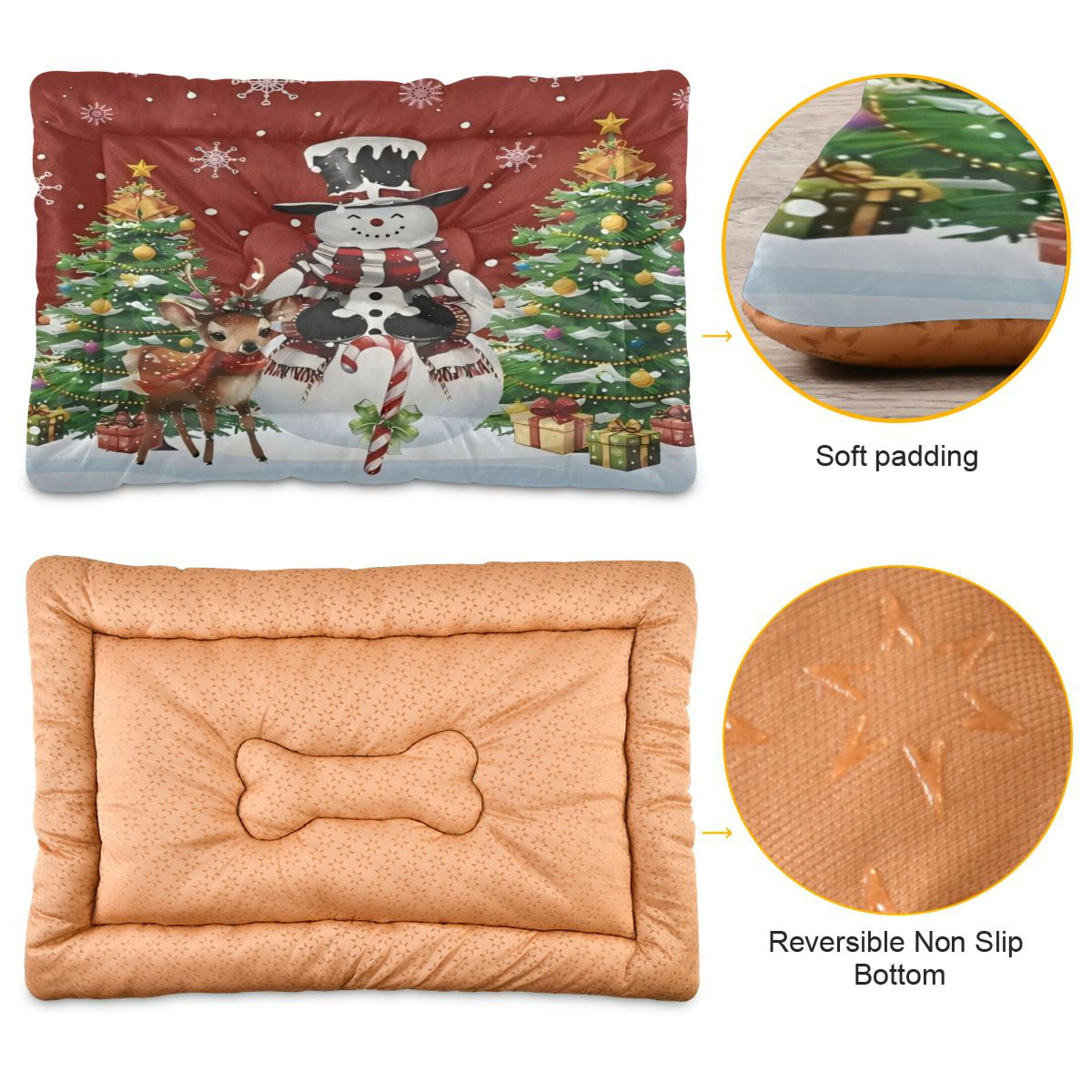 Qxltty Christmas Snowman Ped Pad Wear-resistant and Hard to Bite Through Sleeping Pad for Small Medium Large Dogs Winter Pet Bed 36×24in