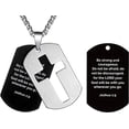 thumbnail image 3 of Dog Tag Cross Necklace for Men Stainless Steel Dog Tag Pendant Chain Bible Verse Military Army First Communion Confirmation Religious Christian Jewelry Gifts, 3 of 6