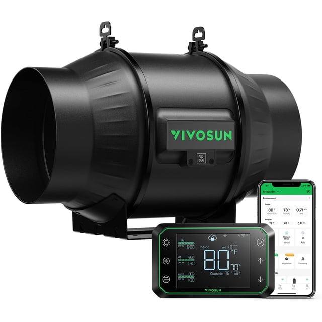 Ventilador Eléctrico VIVOSUN AeroZesh T6 de 6" 408 CFM con Controlador WiFi