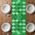 thumbnail image 6 of Green Fish Scale Table Runner - 108 Inch Long, Kitchen Dining Table Runner Dresser Scarves, Modern Geometric Ombre Abstract Moroccan Farmhouse Decor for Coffee Tables Wedding Party Banquet, 6 of 8