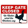 thumbnail image 1 of Keep Gate Closed No Matter What The Chickens Say, Funny Chicken Coop Sign, 10x14 Aluminum, 1 of 8