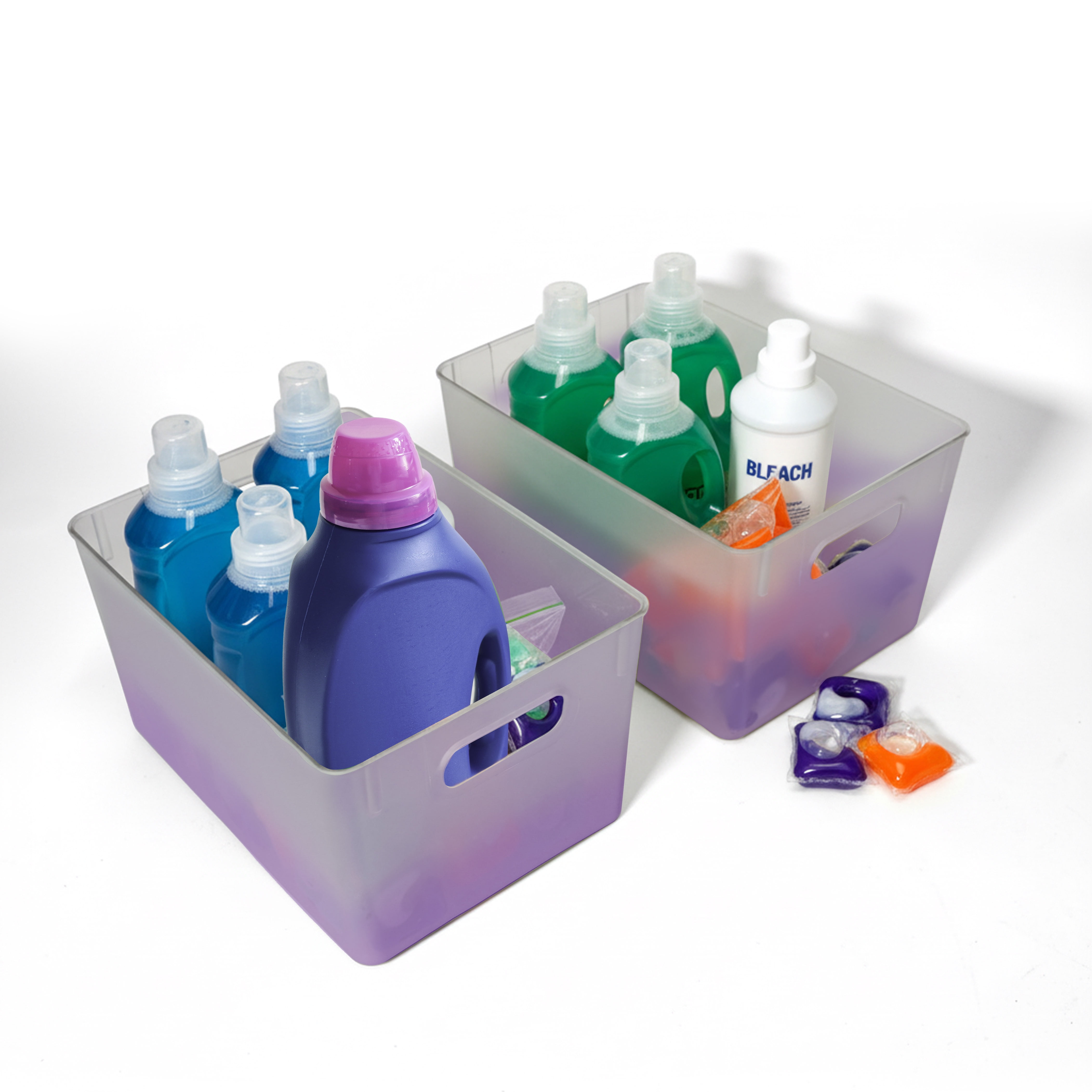 Tidy Matte Closet Storage Bins with Handles, Stackable, 2-Pack, Lilac