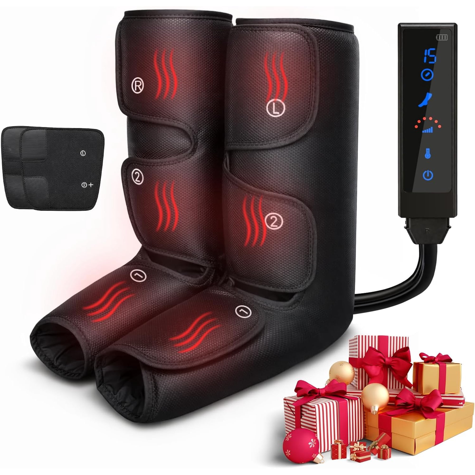 BRBR Electric Leg Massager with Heat for Feet and Calves, 4 Modes, 6 Intensity Levels, 3 Timers, LCD Display, Home or Office Use