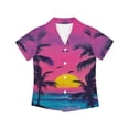 thumbnail image 5 of Binienty Tropical Palm Tree Sunset Boys Summer Button Down Shirt Trendy Boys Button Up Hawaii Shirt Comfortable Breathable Cuban Collar Shirt Lightweight Children Tropical Outfits, 5 of 7