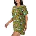 thumbnail image 2 of Susaid Transportation Prints Print Women's Pajama Set, Button-Up Sleepwear with Elastic Waist Shorts, Perfect for Lounging, Yoga, Beach, and Casual Wear-Medium, 2 of 7