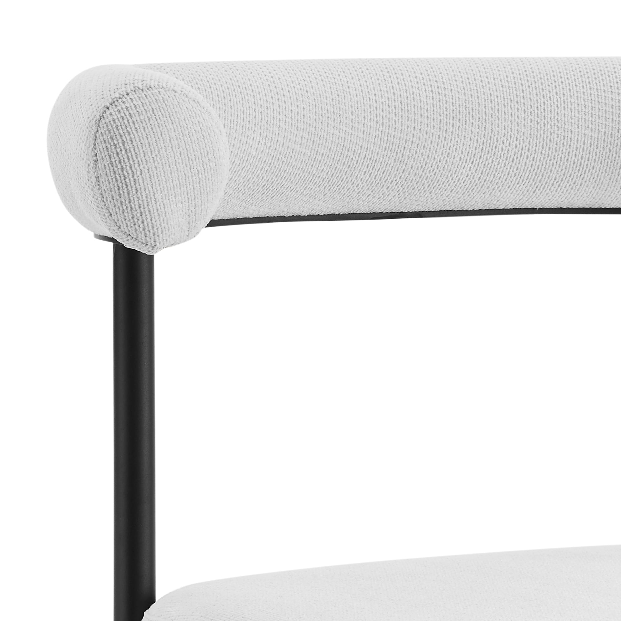 Veronica Shannon 5 Piece Round Glass Dining Table Set with Matte Black Iron and Cream Fabric