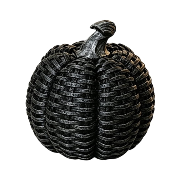 Anmrize Rattan Woven Pumpkin, Harvest Tabletop Ornament, Thanksgiving Fall Decoration for Home Pumpkin Decor, Artificial Rattan Pumpkins Figurine, Autumn Harvest Halloween Table Centerpieces, Black