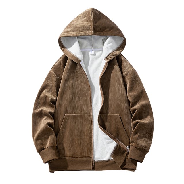 Gibobby Sudaderas hombre Sudadera de Forro Polar con Cierre Complet Chamarra de Lana para Hombre(Marrón,CH)
