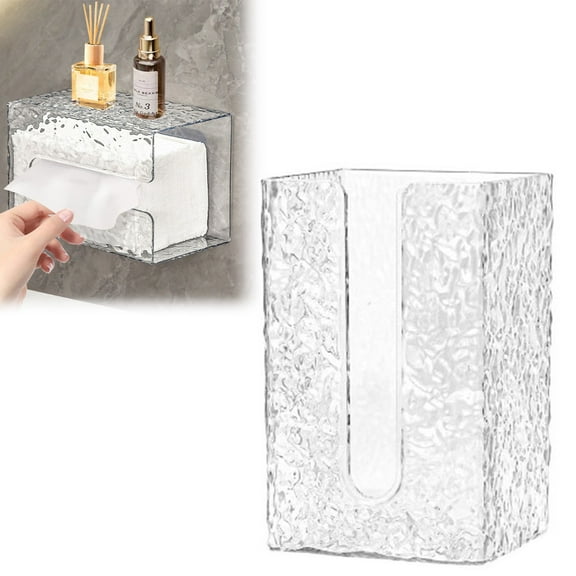 Hewann Transparent Glacier Pattern Wet Wipes Tissue Storage Box for Bathroom Kitchen - Stylish, Compact, Easy Access - Acrylic Organizer for Home Décor and Gifts