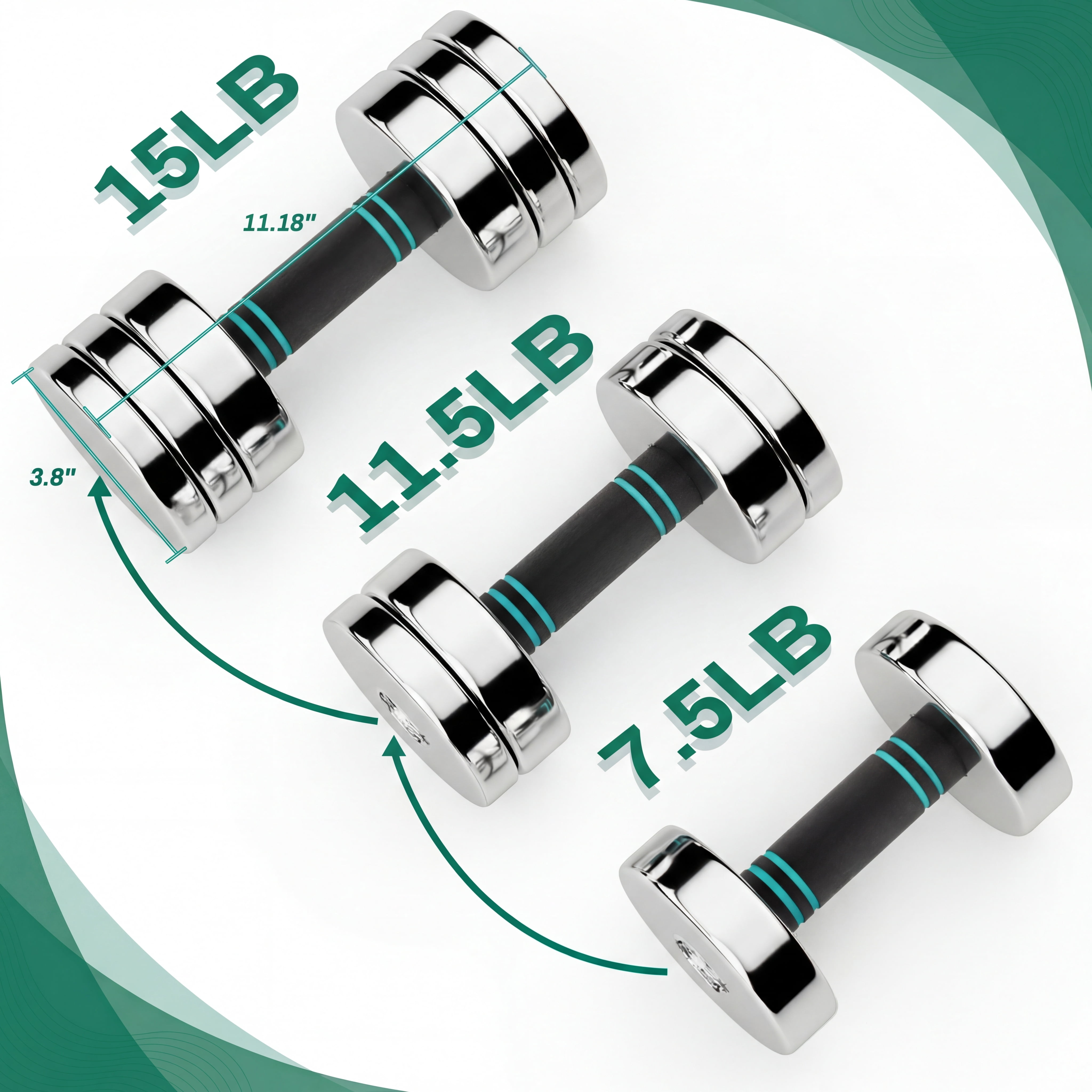 LIFERUN Steel Adjustable Dumbbell Set of 2, 5/10/15lb Free Weights Dumbbells Set, Non-Slip and Comfortable Foam Handle, for Home Gym Office Exercise