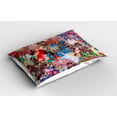 thumbnail image 2 of Ambesonne Colorful Pillow Sham 2 Pack, Peacock Feather Animal, 30"x20", Green Blue Red, 2 of 3